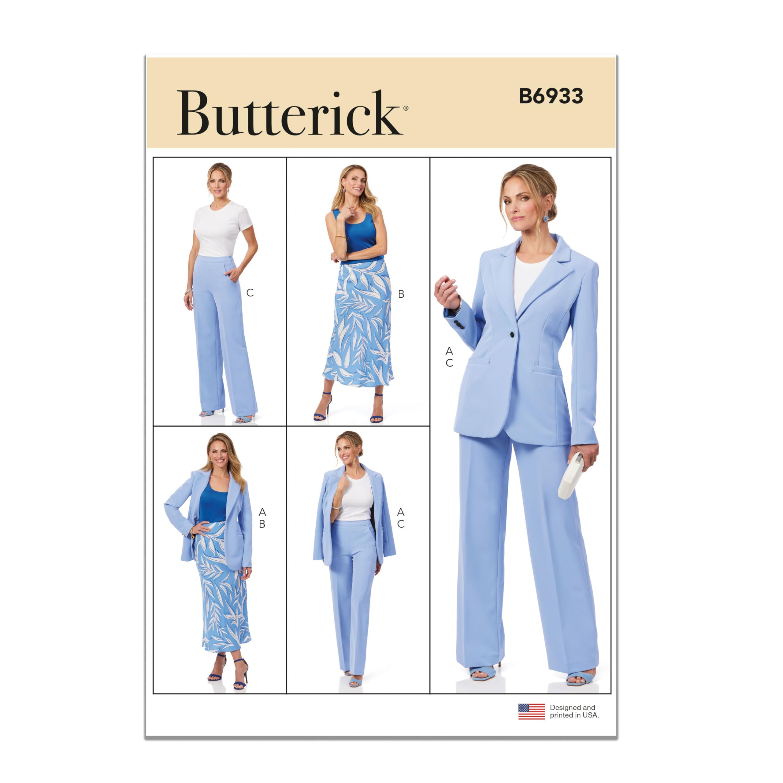 Butterick B6933Y5 Misses' Jacket, Skirt and Pants Y5(18-20-22-24-26)