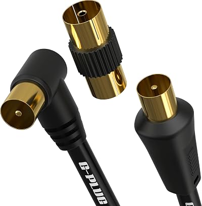 G-PLUG 5m TV Aerial Cable 90° Plug Gold Plated Coaxial RF Lead