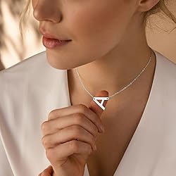 Ursteel Silver Initial A Necklace for Women