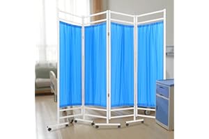 DYRABREST Medical Privacy Screens, Waterproof Nylon Fabric, 78.7 * 70.9 in Foldable Rolling Medical Privacy Screen with Silent Wheels, Suit for Hospitals, Clinics, and Nursing Homes (Blue, 4 Panels)