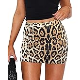 DooMoni Womens Mini Skirt Short Skorts Mid Rise Bodycon Y2k Sexy Pencil Skirts Shorts with Elastic Waist