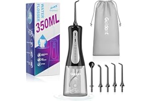GOLDANT 350ML Water Dental Flosser Teeth Pick with Travel Bag, 5 Modes Portable Cordless Oral Irrigator Cleaner, Electric Rechargeable IPX7 Waterproof for Home Travel Teeth Cleaning flossing(Black)