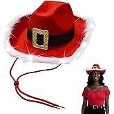 Nicky Bigs Novelties Adult Light Up Santa Claus Christmas Cowboy Hat - Light Up LED Lights Cowgirl Hats - Holiday Western Costume Accessory, Red White, One Size