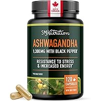 Ashwagandha Supplement 1300MG | High Strength Resistance to Stress & Increase Energy | Organic Ashwagandha Powder Capsules wi