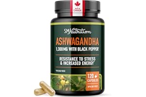 Ashwagandha Supplement 1300MG | High Strength Resistance to Stress & Increase Energy | Organic Ashwagandha Powder Capsules wi