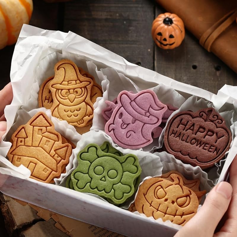 Lot de 8 Emporte-pièces en Plastique 3D pour Halloween Patisserie Moule Biscuit Set — photo 2 sur 7