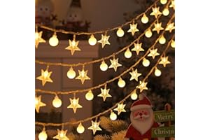 Star and Ball String Lights, Decorative Fairy Lights with 40 LED, Indoor Outdoor Christmas Lights for Bedroom, Party, Holiday