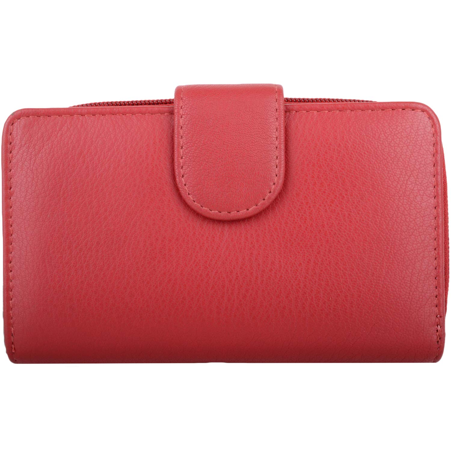 Womens Large Genuine Leather RFID Money/Credit Card Holder/Purse - Red