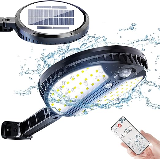 luz solar exterior foco led solar exterior con sensor de movimiento 3 modos de iluminacion con mando a distancia ip65 impermeable lampara solar