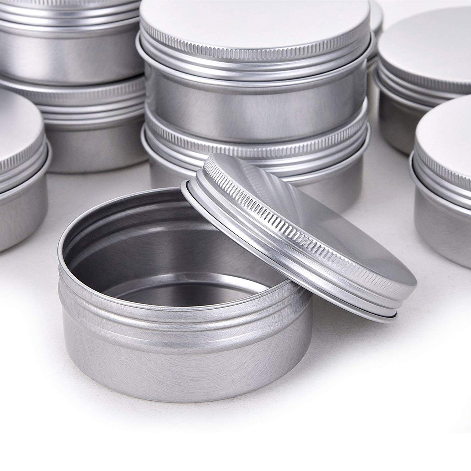 Hulless Aluminum Tin Jar 1oz Refillable Containers 30ml, Cosmetic small tin, Aluminum Screw Lid Round Tin Container Bottle for Cosmetic ,Lip Balm, Cream, 12 Pack.