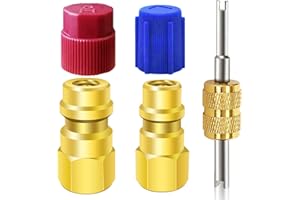 FANOVO R12 to R134a Conversion Kit, R12 to R134a AC Retrofit Fitting Adapter Kit, High/Low Pressure R12 to R134a Retrofit Kit with 1/4'' Female to 7/16"-20 UNF Connection, for Auto A/C Refrigerant System-2