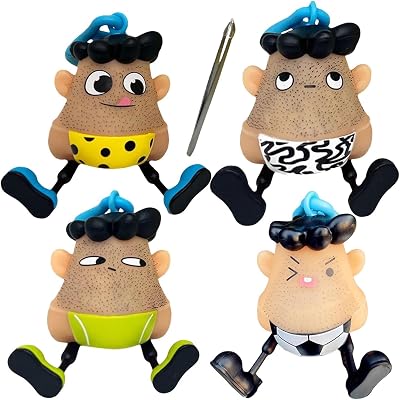 Humdcdy 4Pcs Hair Plucking Toy Keychain Funny Novelty Gag Toy for Parties