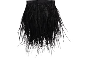 AMZTKDIY Ostrich Feathers Sewing Fringe Trim Ribbon for Crafts Clothes Accessories Latin Wedding Dress DIY 2 Yards 4-6inch Width (2 Yards, Black)