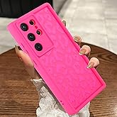 MOWIME Compatible with Samsung Galaxy S23 Ultra Case, Cheetah Print Shockproof Soft TPU Protective Case for Women Girls, Slim Anti Scratch Case for Samsung Galaxy S23 Ultra 6.8 Inch, Hot Pink