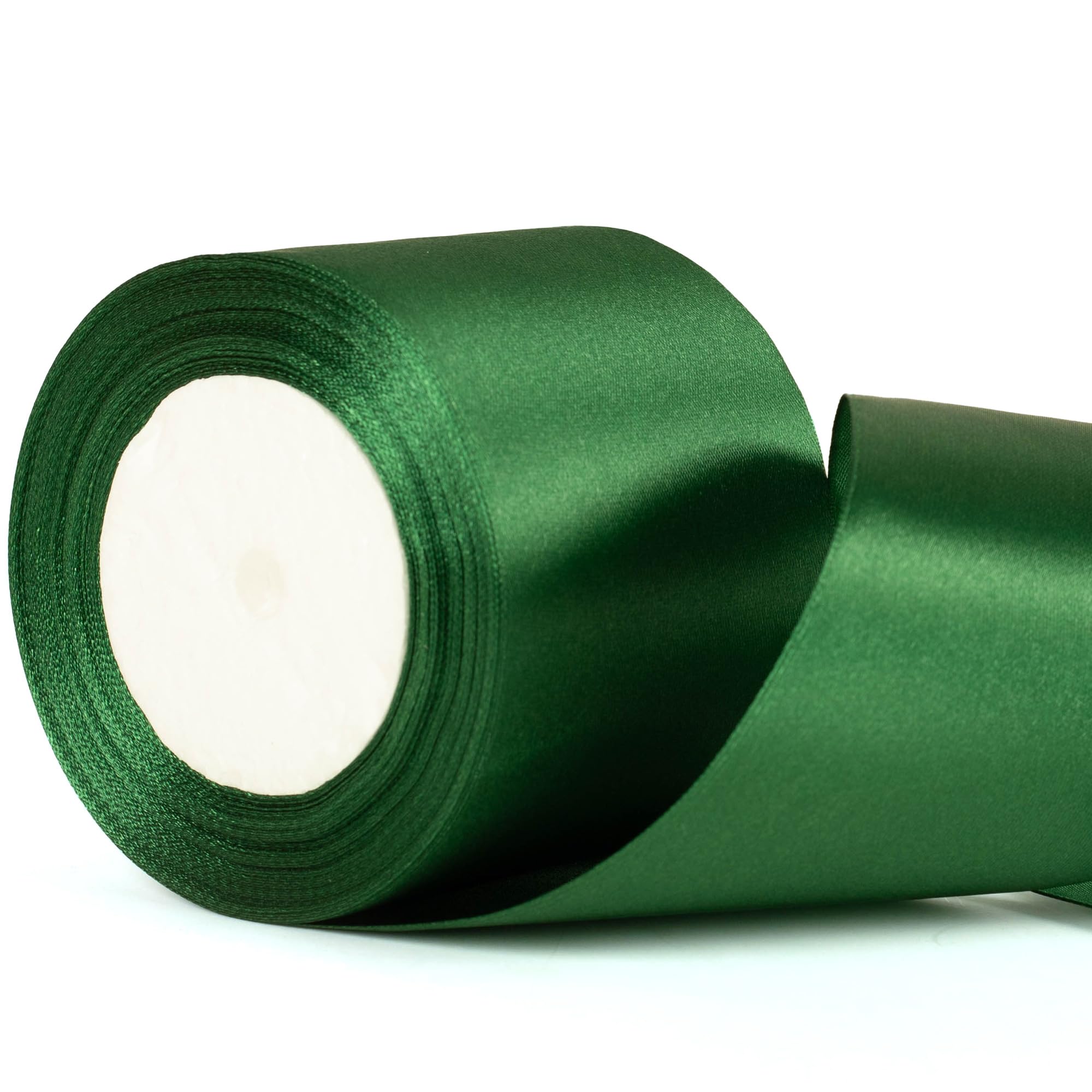 75mm Wide Dark Green Thick Ribbon for Gift Wrapping 22m, Thick Deep Green Christmas Ribbons Fabric Satin Ribbon for Present Wrapping Christmas Florist Bouquet Cake Hair Bow Crafting Wedding Car Decor