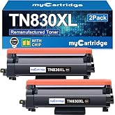 myCartridge TN830XL TN830 TN830/XL/V 2 Pack Remanufactured Black Toner | Replacement for Brother TN830 XL TN-830XL Toner Use for DCP-L2640DW HL-L2460DW L2405W L2480DW MFC-L2820DW Printer High Yield