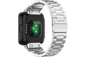 HENGKANG Fit for Garmin Forerunner 35, Forerunner 30 Watch Bands, Stainless Steel Metal Replacement Band Straps Wristbands Bracelet Fit for Garmin Forerunner 35J / ForeAthlete 35J Women Men