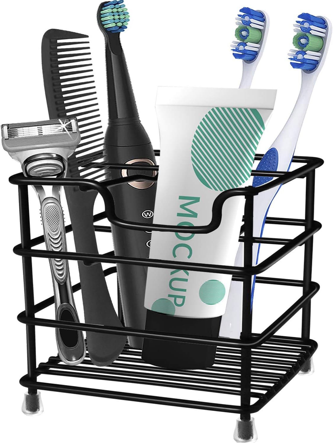HYRIXDIRECT Toothbrush Holder Stainless Steel Rustproof Bathroom Electric Toothbrush Holder Toothpaste Storage Organizer Stand for Vanity Countertops: Home & Kitchen