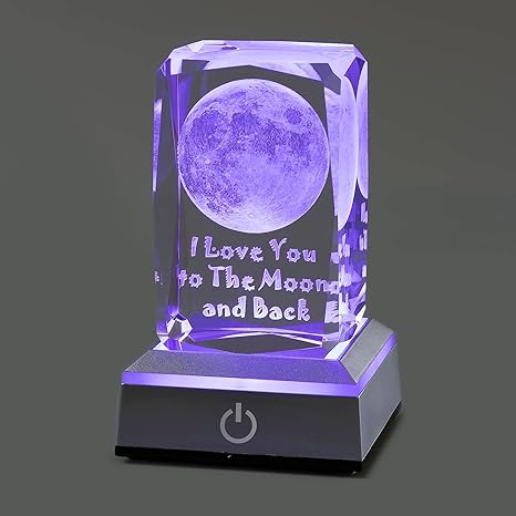 Hochance 3d Moon Crystal With Led Colourful Light Base Birthday Presents Mothers Day Gifts For Mother Girlfriend Woman Aunt Wife Mom Love Memorial Unique Anniversary Long Distance Friendship Amazon Com