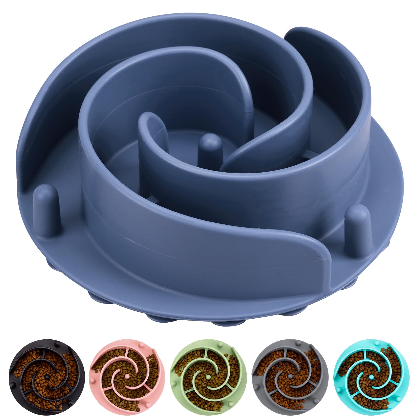 Photo 1 of Slow Feeder Dog Bowls Insert, Bestalk Soft Silicone Slow Eating Feeder Insert with Suction Cups for Small, Medium and Large Dogs, Fit into Basic and Elevated Dog Bowls, Dark Blue