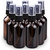 Wedama Spray Bottle, 2 oz Fine Mist Glass Spray Bottles, Little Refillable Liquid Containers for Watering Flowers Cleaning (8 Pack, Amber)