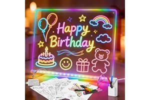 13.7"x10" Led Note Board with Colors-13 Effects Led Drawing Board for Kids, Light Up Dry Erase Boards Include 7 Marks, Tracin