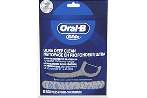 Oral-B Glide Ultra Deep Clean Floss Picks, Removes Food and Plaque, Cool Mint Flavor, 75 Floss Picks