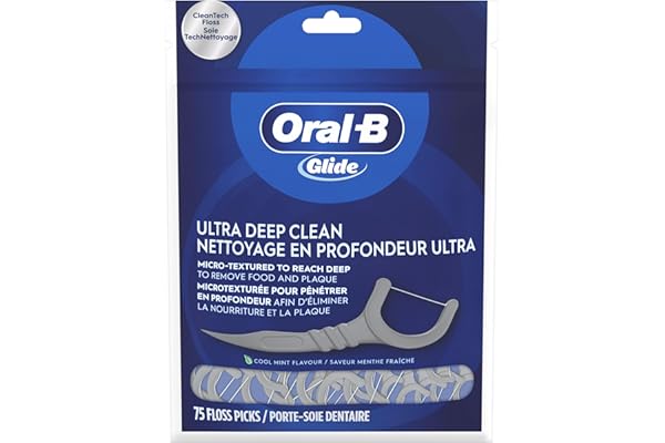 Oral-B Glide Ultra Deep Clean Floss Picks, Removes Food and Plaque, Cool Mint Flavor, 75 Floss Picks