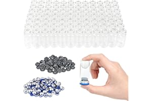 10ml Clear Glass Lab Vials, 2-1/2 Dram Headspace Glass Vials with Flip Top Caps and Self-Sealing Stoppers, 100 Pack, 20mm Fla
