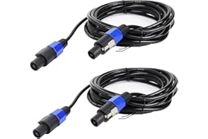 SUNNAREPOON Pack of 2 80 Feet Speakon Cable, 2 PCS 80Ft Speakon to Speakon Cables with Twist Lock, Pro DJ, PA, Mixer, Studio Audio Wire Cord (2 Conductors)