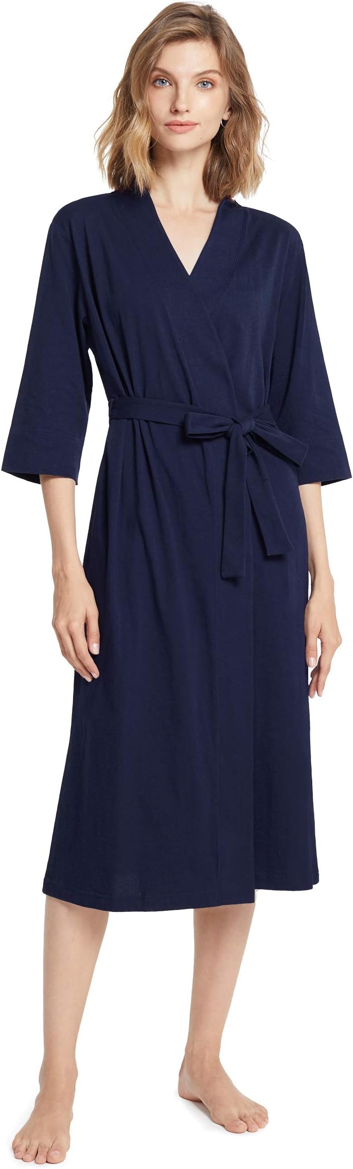 SIORO Womens Dressing Gown Cotton Kimono Robe, Ladies Bathrobe Knit Nightwear Long S-3XL