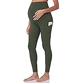 POSHDIVAH Women's Maternity Workout Leggings Over The Belly Pregnancy Yoga Pants with Pockets Soft Activewear Work Pants