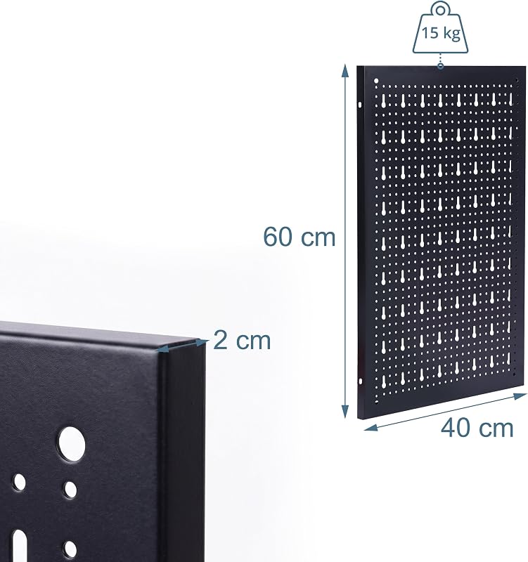 Panel para Herramientas, 6 Paneles Perforados, Negro/Rojo