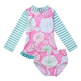 FEESHOW Baby Girls Two Piece Long Sleeve Rash Guard
