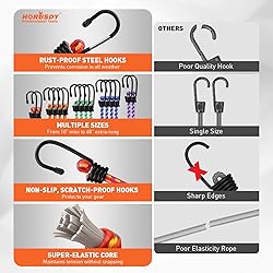 HORUSDY 21 - Piece Bungee Cord Set with Hooks