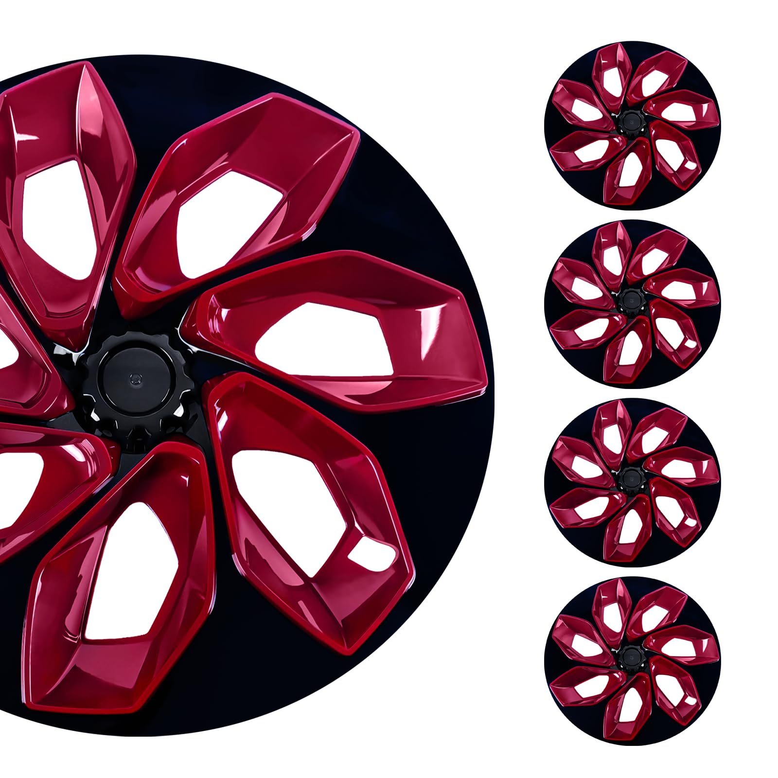 Photo 1 of 2024 Upgraded 19 Inch Wheel Cover Compatible with Tesla Model Y Wheel Cover Hubcap Replacement,Black and Blue Fashion Accessories Fit for Tesla Model Y 2024 2023 2022 2021 2020, Set of 4