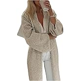 WDIRARA Women's Open Front Cardigan Sweaters Long Sleeve Chunky Knit Outerwear