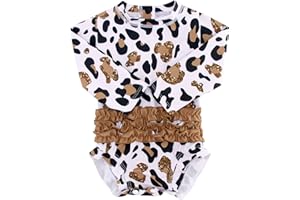 uideazone Baby Girls Rash Guard Swimsuit Long Sleeve One Piece Swimwear UPF 50+ Sun Protection for Toddler 0-24 Months