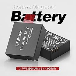 Action Camera Battery Pack, 1350mAh Rechargeable