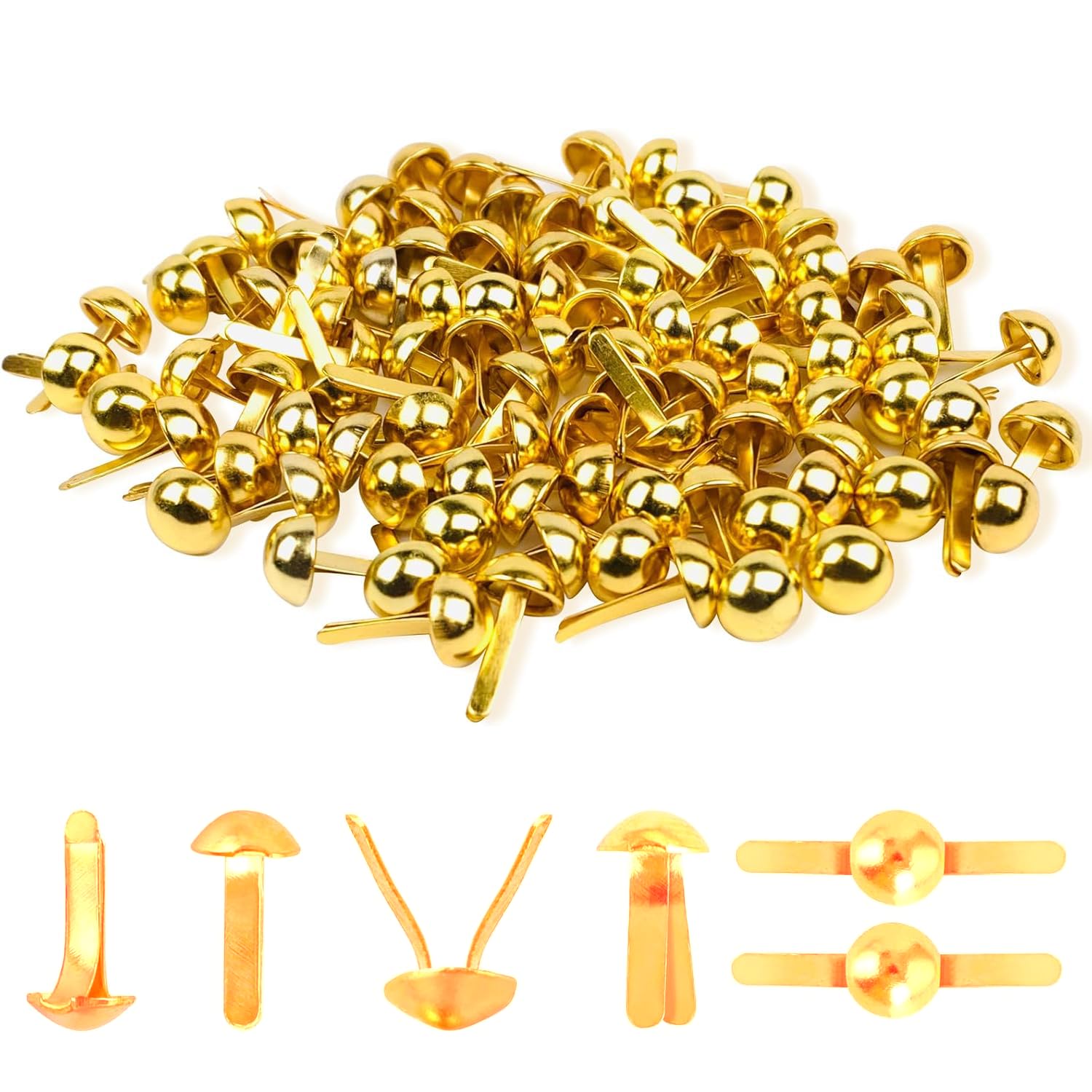 500 Pcs Paper Split Pins,Fasteners Brass Split Brads Round Fasteners for Craft Art School DIY Supplies, Paper Fasteners for Scrapbooks,Suitable for Cards, Photo Walls, DIY Paper Crafts,Paper Fasteners