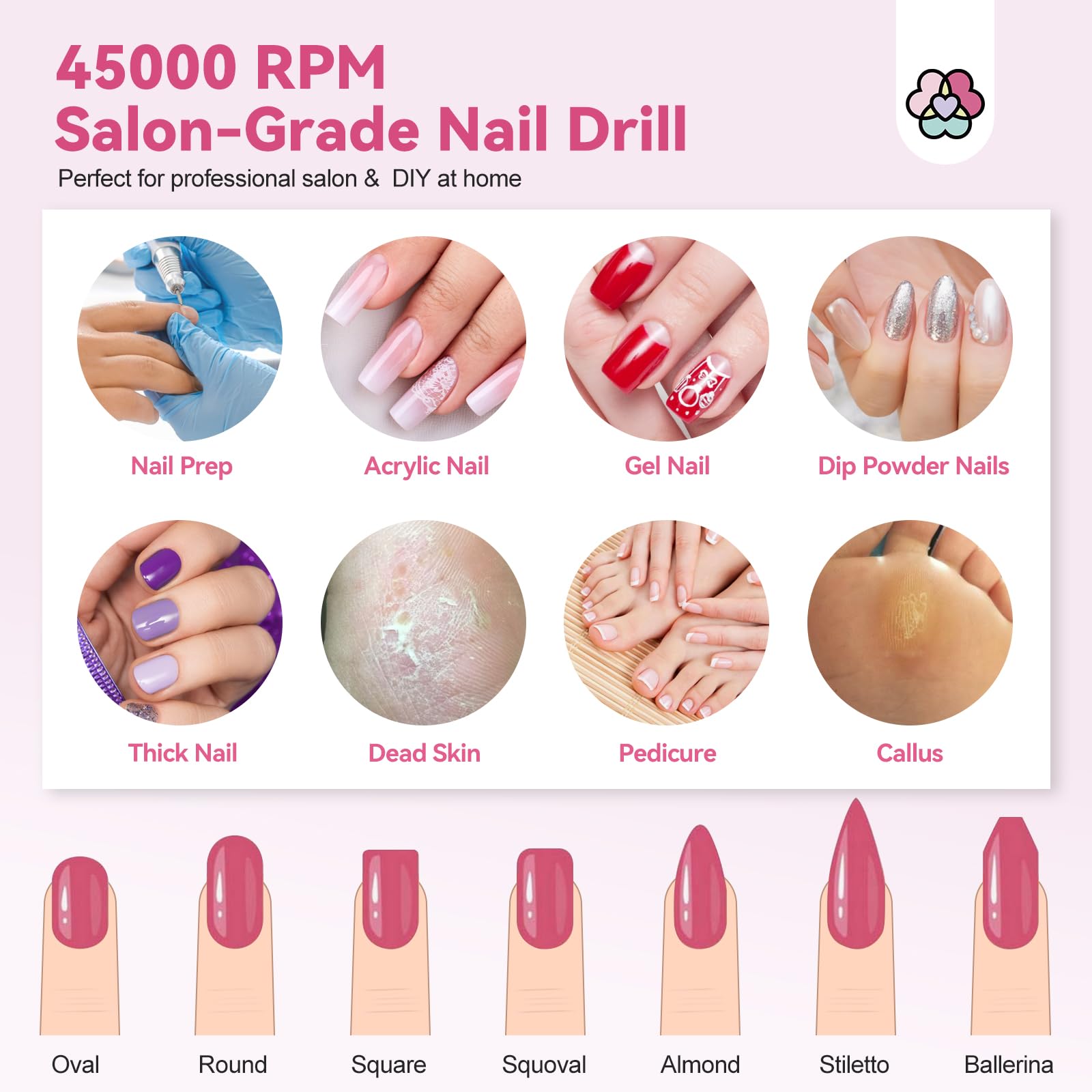 SAVILAND Electric Nail Drill Professional : 2024 Pro Portable Nail Drill for Hard Acrylic Nails Removing, Rechargeable 45000RPM Nail drill Machine for Manicure Pedicure Salon Nail Tech Must Have - Image 5