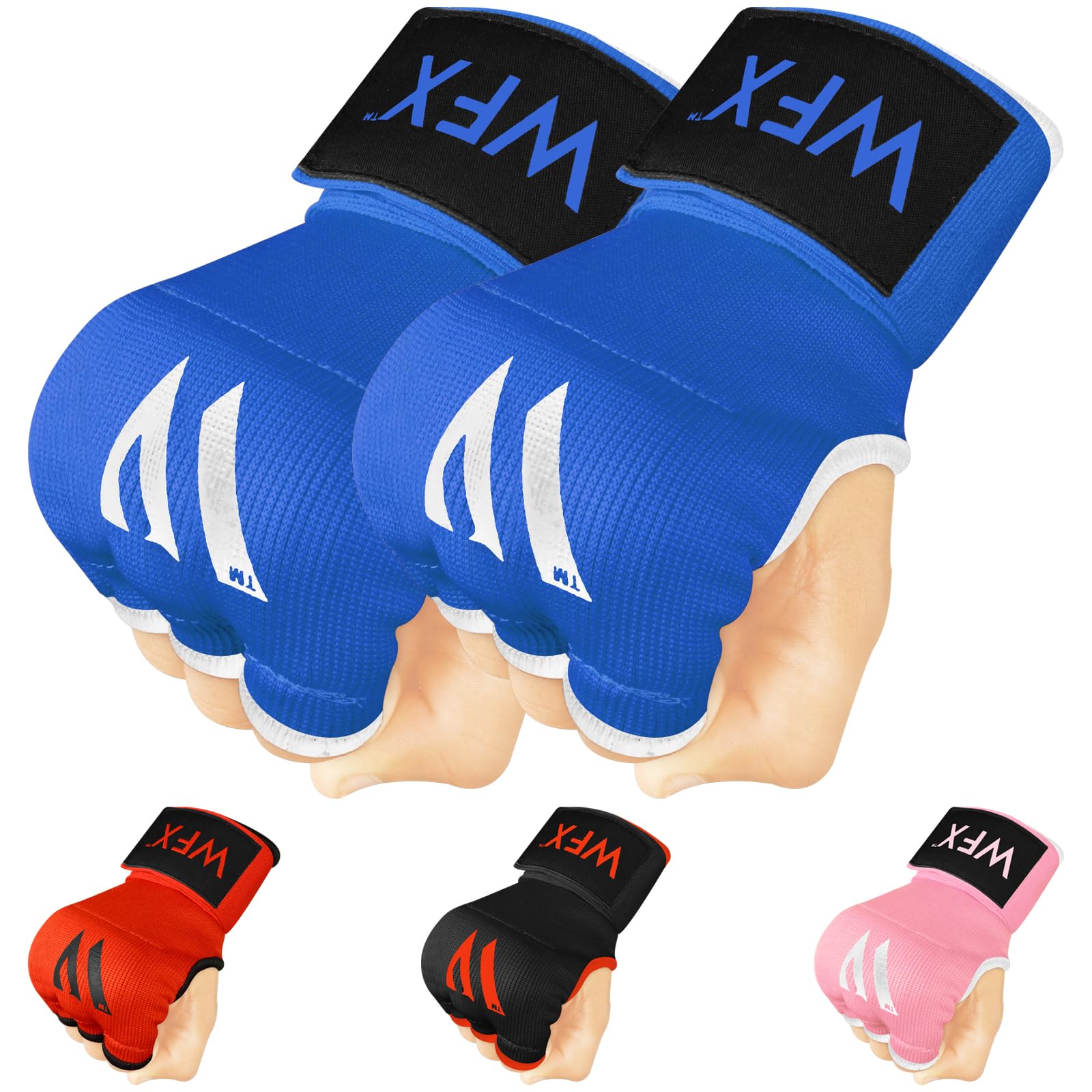 Photo 1 of WFX Kids Junior Boxing Hand Wraps Inner Gloves Gel Padded Elasticated Padded Fist Under Gloves Pair Combat Sports for Young Fighters Gel Boxing Hand Wraps (Blue, Kids Junior)