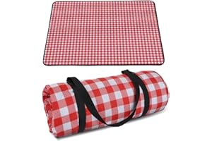 RealPero Extra Large Picnic Blanket Upgraded Lightweight Waterproof Machine Washable Foldable Compact Picnic Mat for Outdoor Travel Beach Lawn Camping on Grass Sand-Proof Red and White Plaid