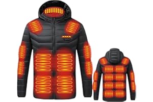 JIEMUXIU Heated Jacket for Men Women 21 Heating Zones Hooded Coat Jackets USB Winter Unisex Body Warm Thermal Coats