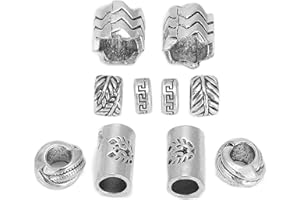 Milltrip Vikings Hair Jewelry Norse Runes Tube Beads, 10pcs Viking Beard Beads Antique Dreadlock Tube Beads Pendants for Hair