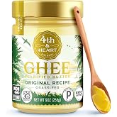 4th &amp; Heart Original Grass Fed Ghee, Clarified Butter, 9 oz. | 100% Butterfat, Pasture-Raised, Supports Gut Health, Lactose &amp; Casein Free, High Smoke Point, Keto &amp; Paleo, Shelf-Stable.