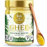 4th & Heart Original Grass-Fed Ghee, 9 Ounce, Keto, Pasture Raised, Lactose and Casein Free, Certified Paleo