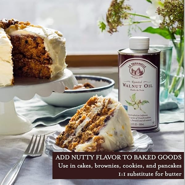 LA TOURANGELLE, ROASTED WALNUT OIL, PLANT-BASED SOURCE OF OMEGA-3 FATTY ACID, COOKING, BAKING, & BEAUTY, 25.4 FL OZ