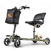 SuperHandy Foldable Mobility Scooter for Adults, Dark Green, Pro Model | Green-and-sand Passport Pro combines an aluminum 4-wheel frame, dual batteries and 330 lb capacity