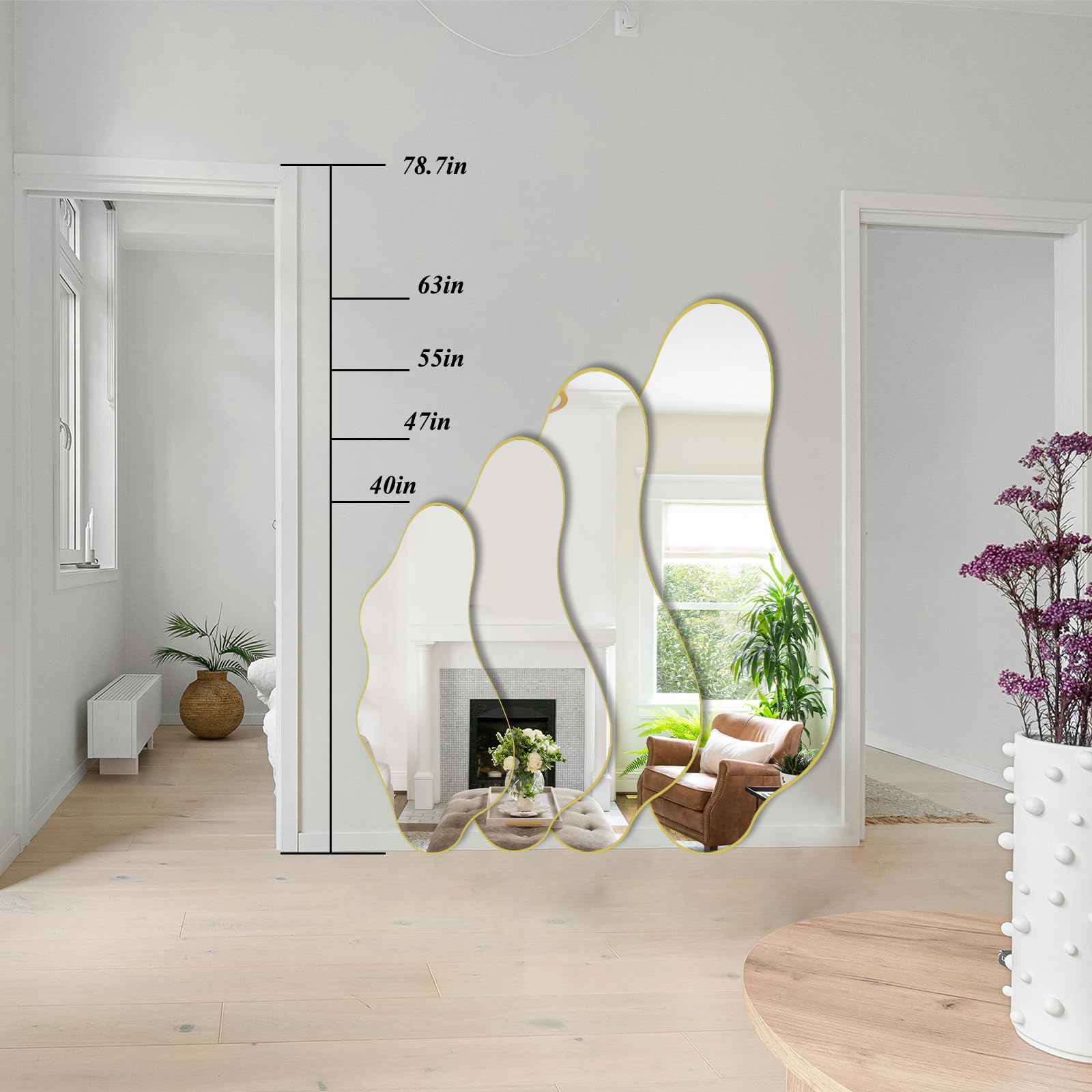 DAOYIJIAJU Large Irregular Mirror, Asymmetrical Mirrors Full Length, 55